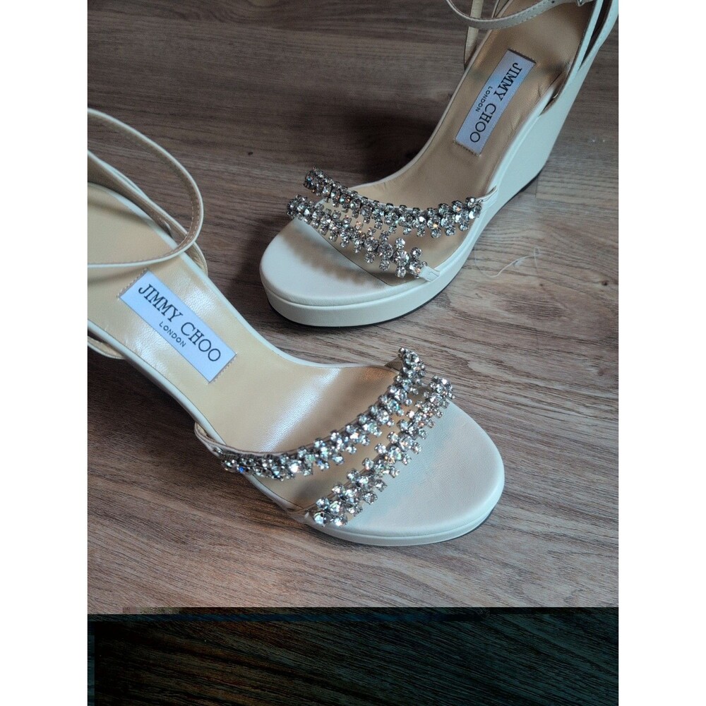 Jimmy Choo Bing Wedge 120 Heels Womens EU 40 Off White Latte - Picture 8 of 15